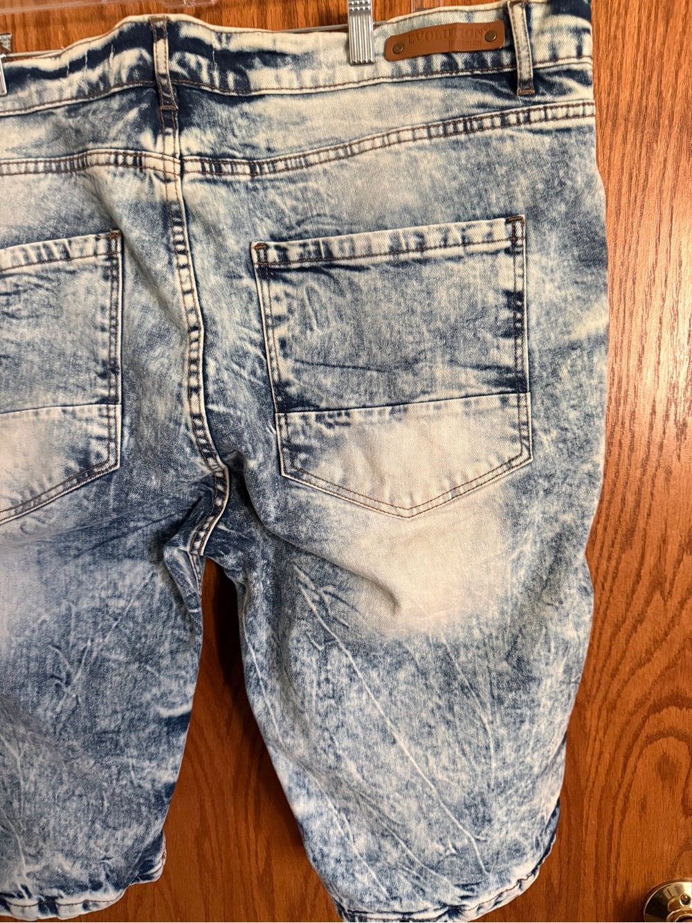 Evolution In Design Distressed Denim Jean Shorts Cotton Stretch Men's Sz 44 Y2K - Picture 7 of 10